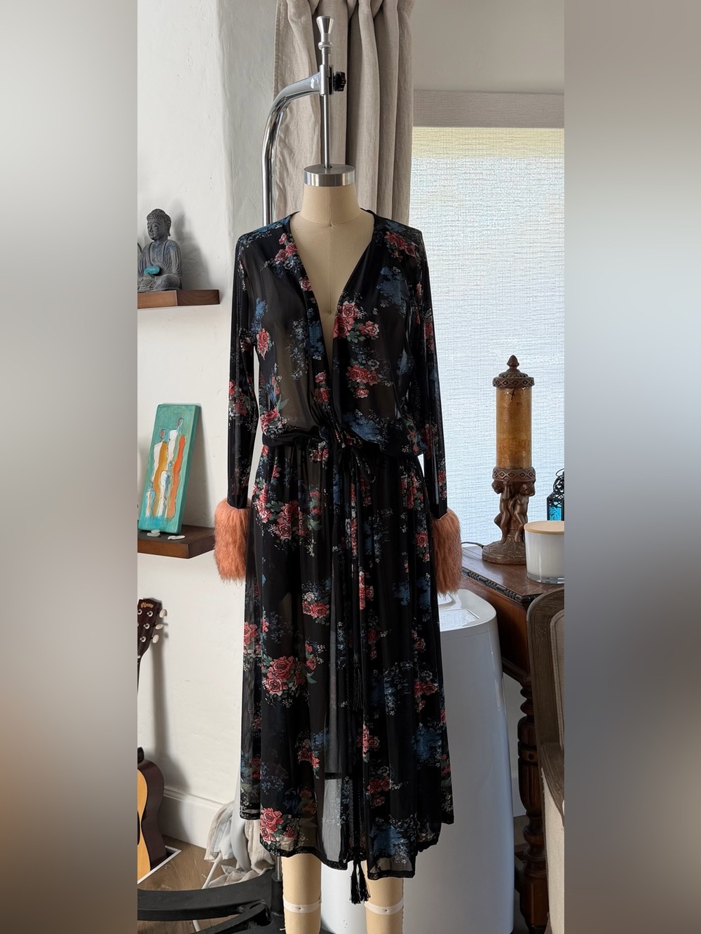 Jennafer Grace - Black Floral Sheer Jacket w faux fur cuffs
Limited edition and